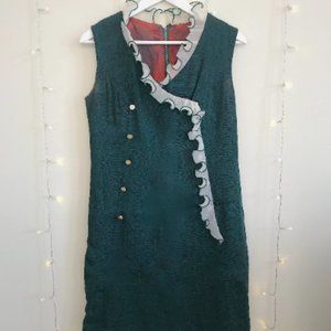 Vintage 60's retro dark green mod shift dress